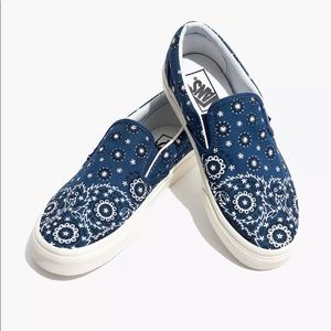 Madewell x Vans Blue Paisley Slip On Sneakers